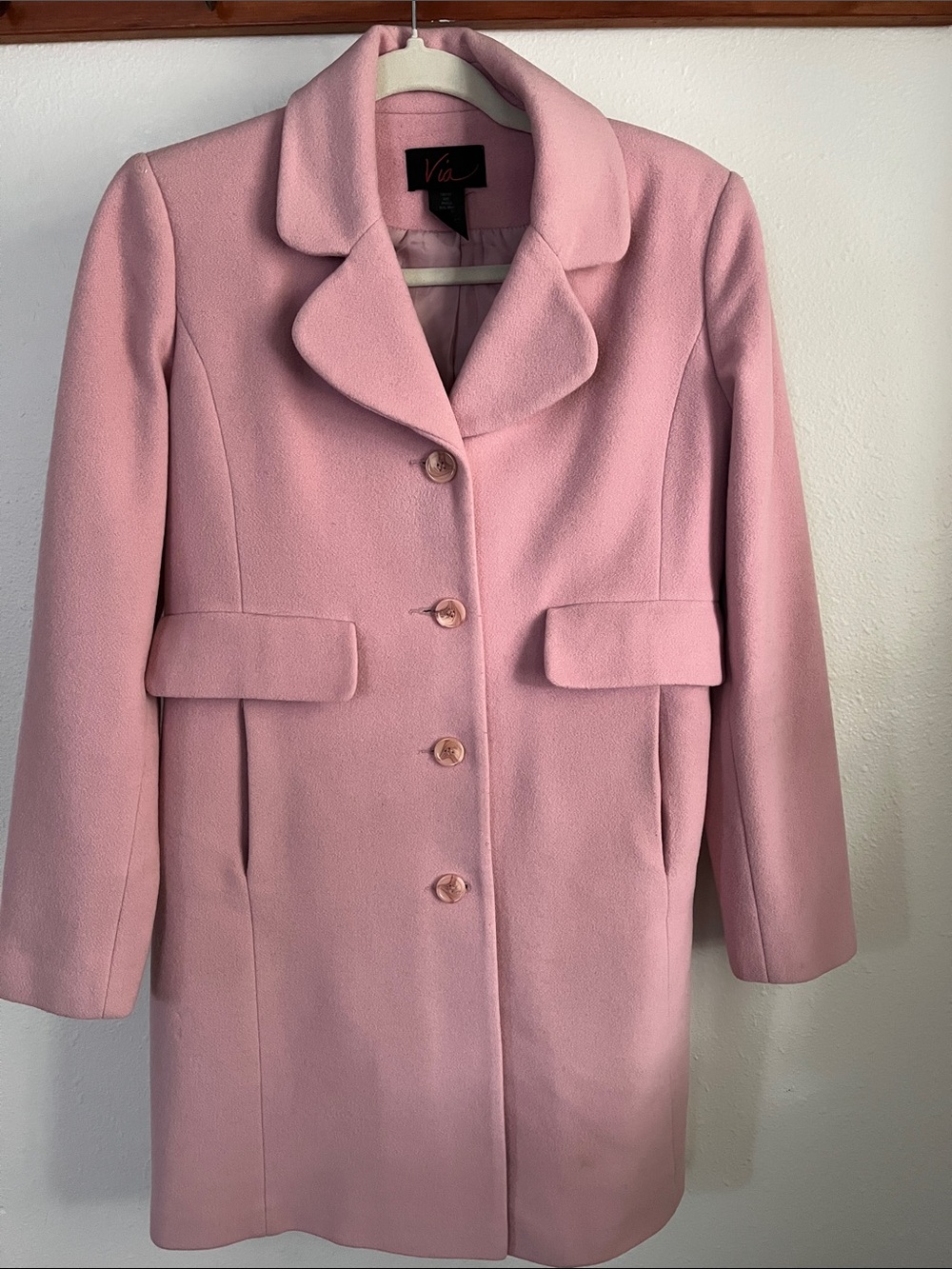 Vintage Pink Wool Women's Coat